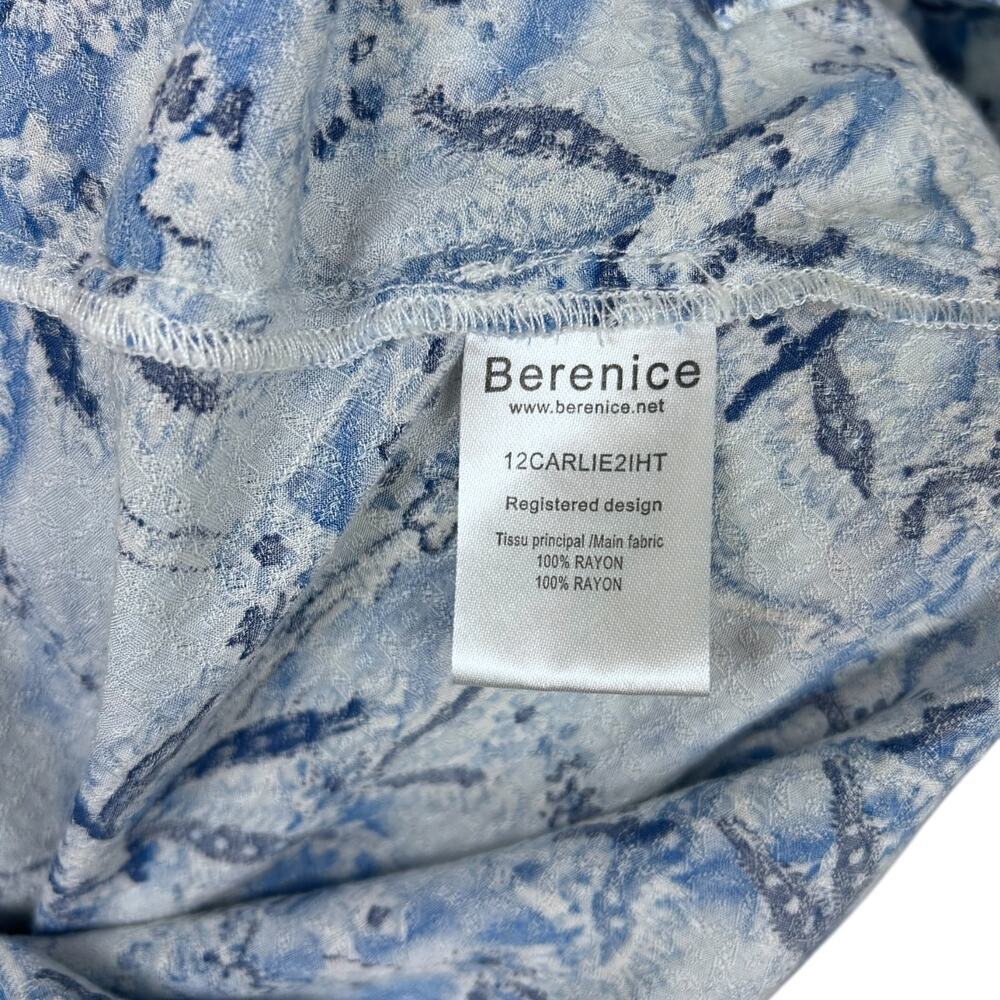 Berenice Paris Carlie Blue Floral Top Long Sleeve Ruffle Blouse size FR 34 US XS - Picture 8 of 11